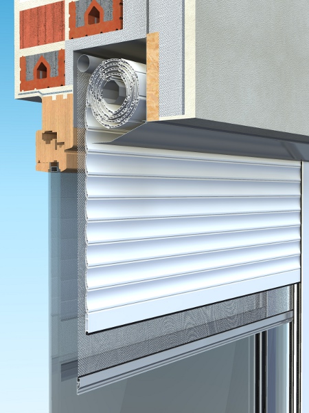 Vakolható külső tokos műanyag redőny szúnyoghálóval